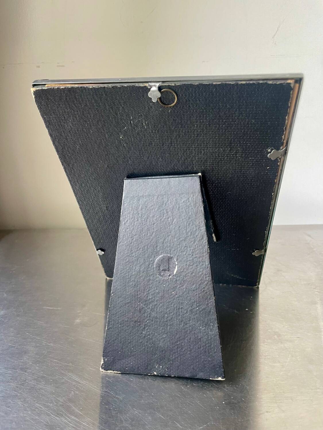 Art deco silver colored  metal frame  20.5  cm x 15.5 cm convex glass