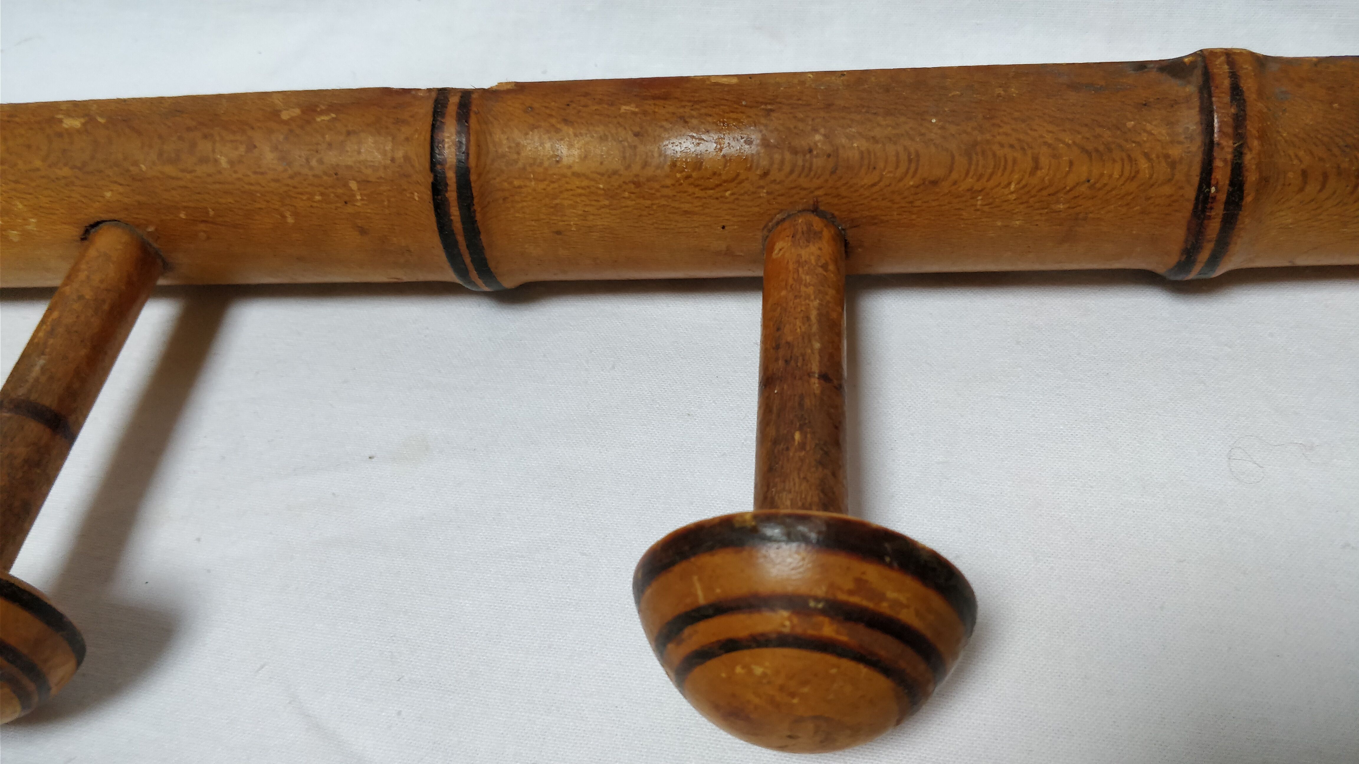 Vintage wooden wall coat rack