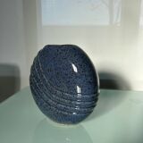Vase lentille en grès bleu
