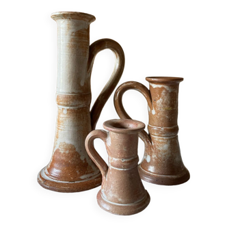 Vintage stoneware candlesticks