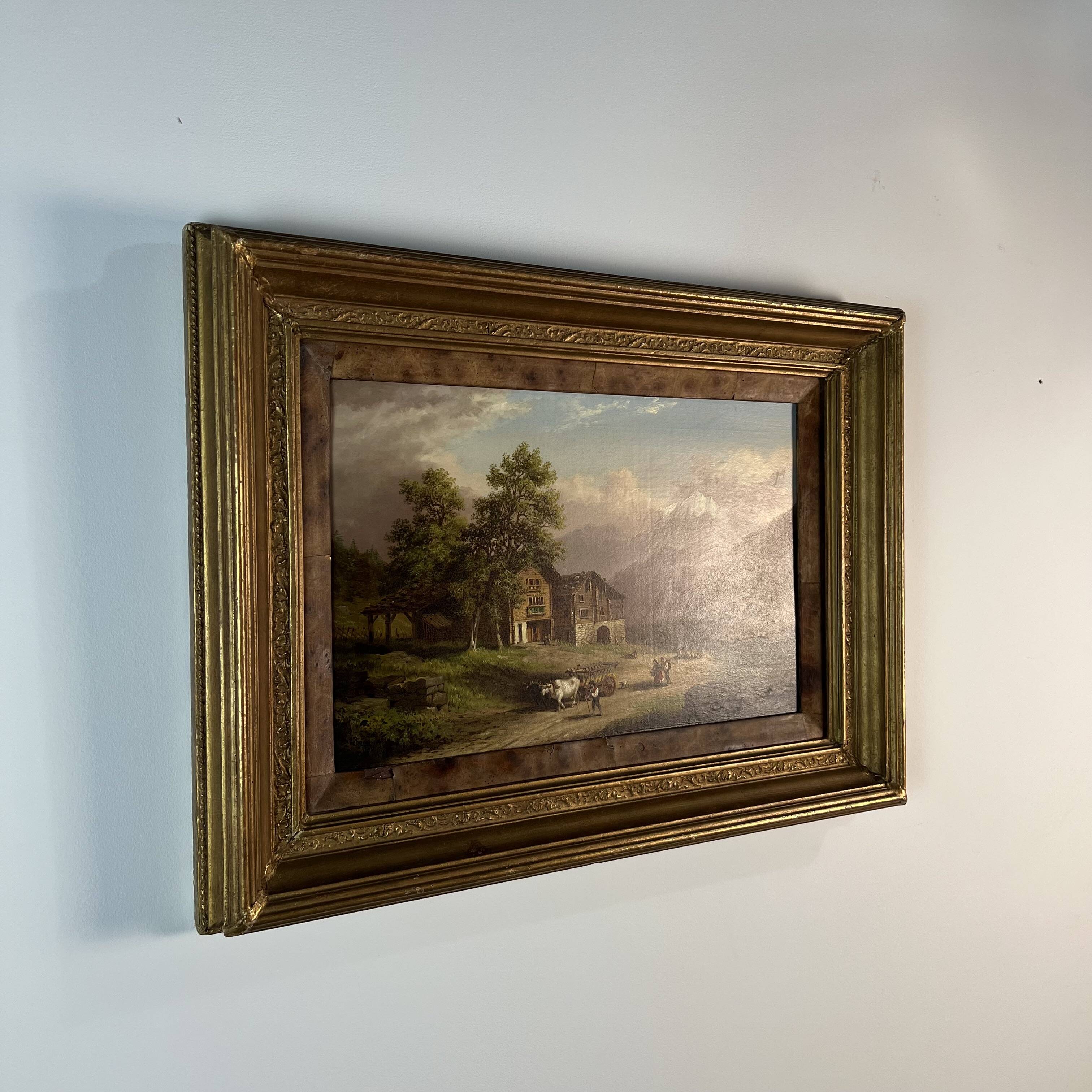 Oil on panel, Xanthus Smith United States, 1839-1929 Swiss Alpine Landscape