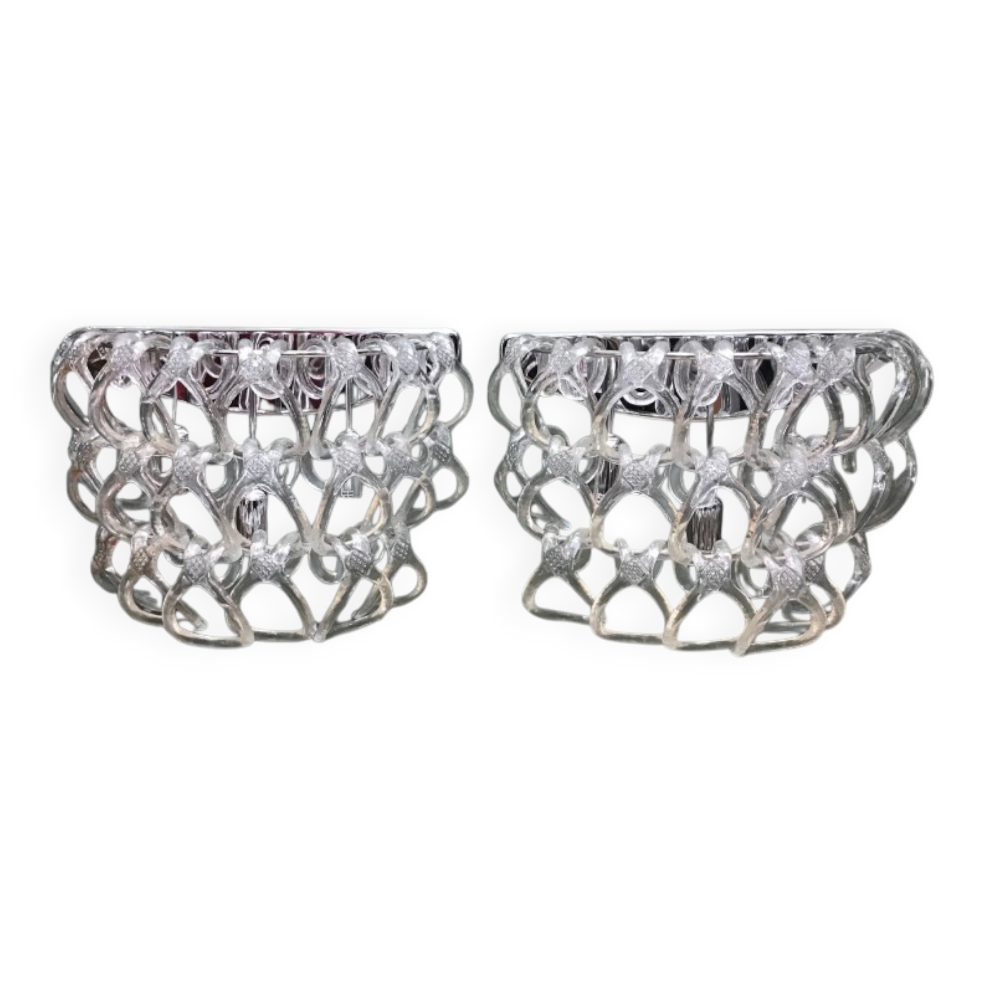 Art Deco Half-Moon Wall Light/Hot Water Bottle in Glass & Metal Links