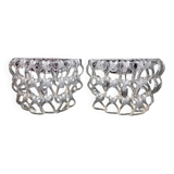 Art Deco Half-Moon Wall Light/Hot Water Bottle in Glass & Metal Links