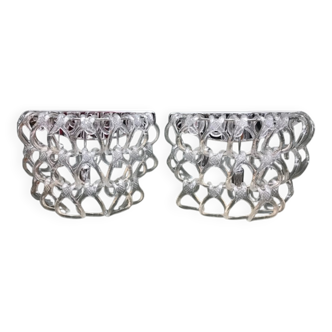 Art Deco Half-Moon Wall Light/Hot Water Bottle in Glass & Metal Links