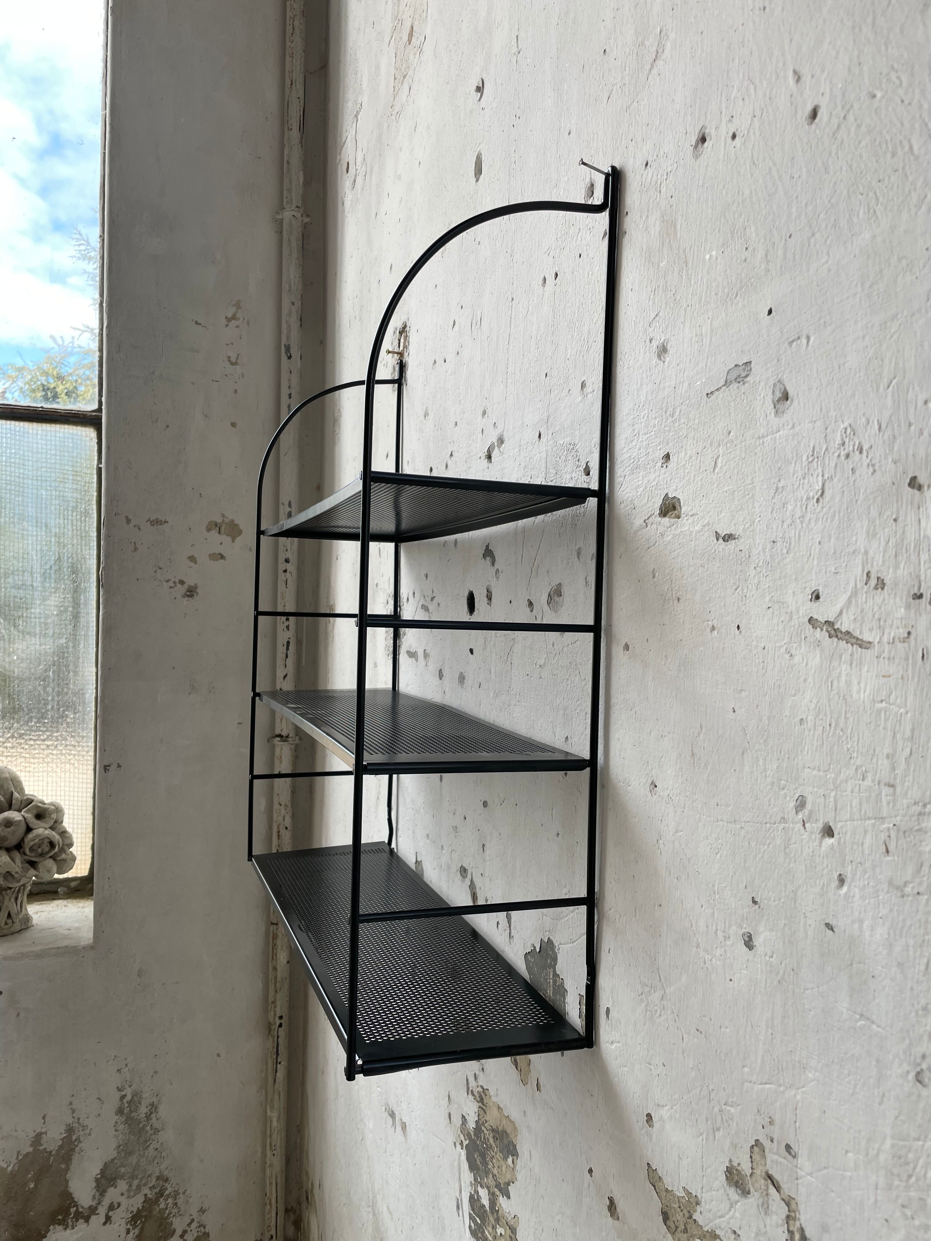 Black metal string shelf