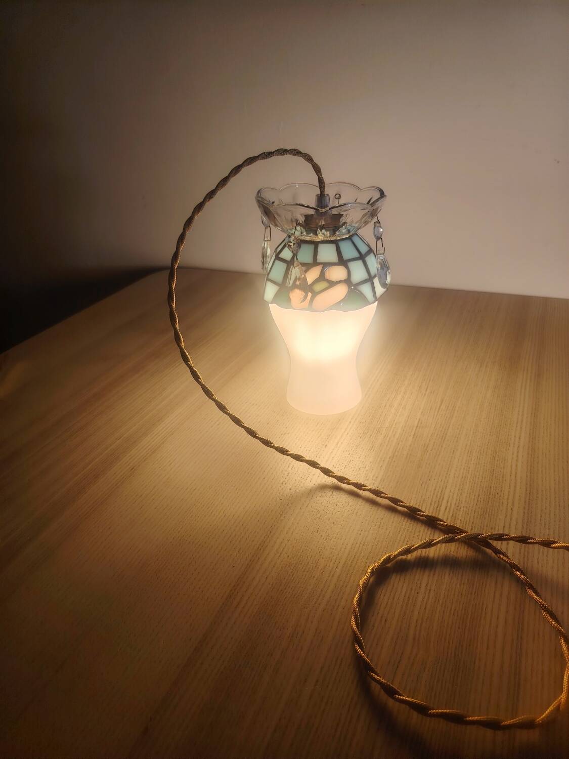 Crowned opaline stained glass and tassels