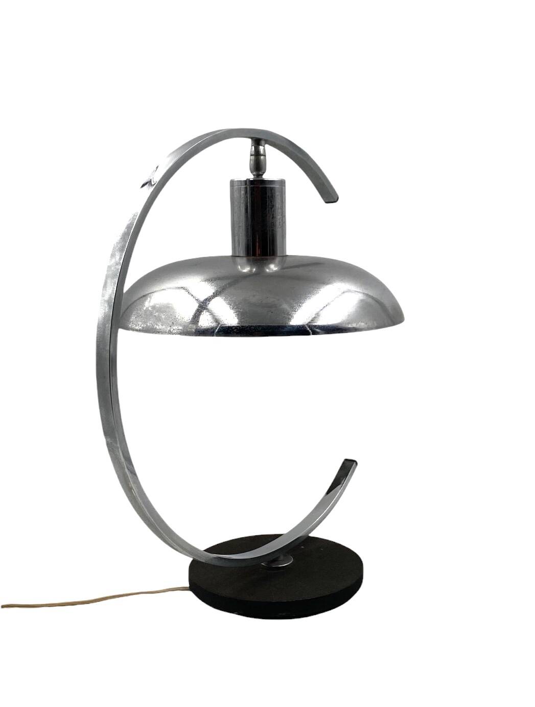 Mid-century modern chromed Table lamp, in the manner of Mariano Fortuny Italy, 1970s