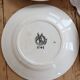 6 vintage dessert plates Moulin des Loups with burgundy floral decoration.