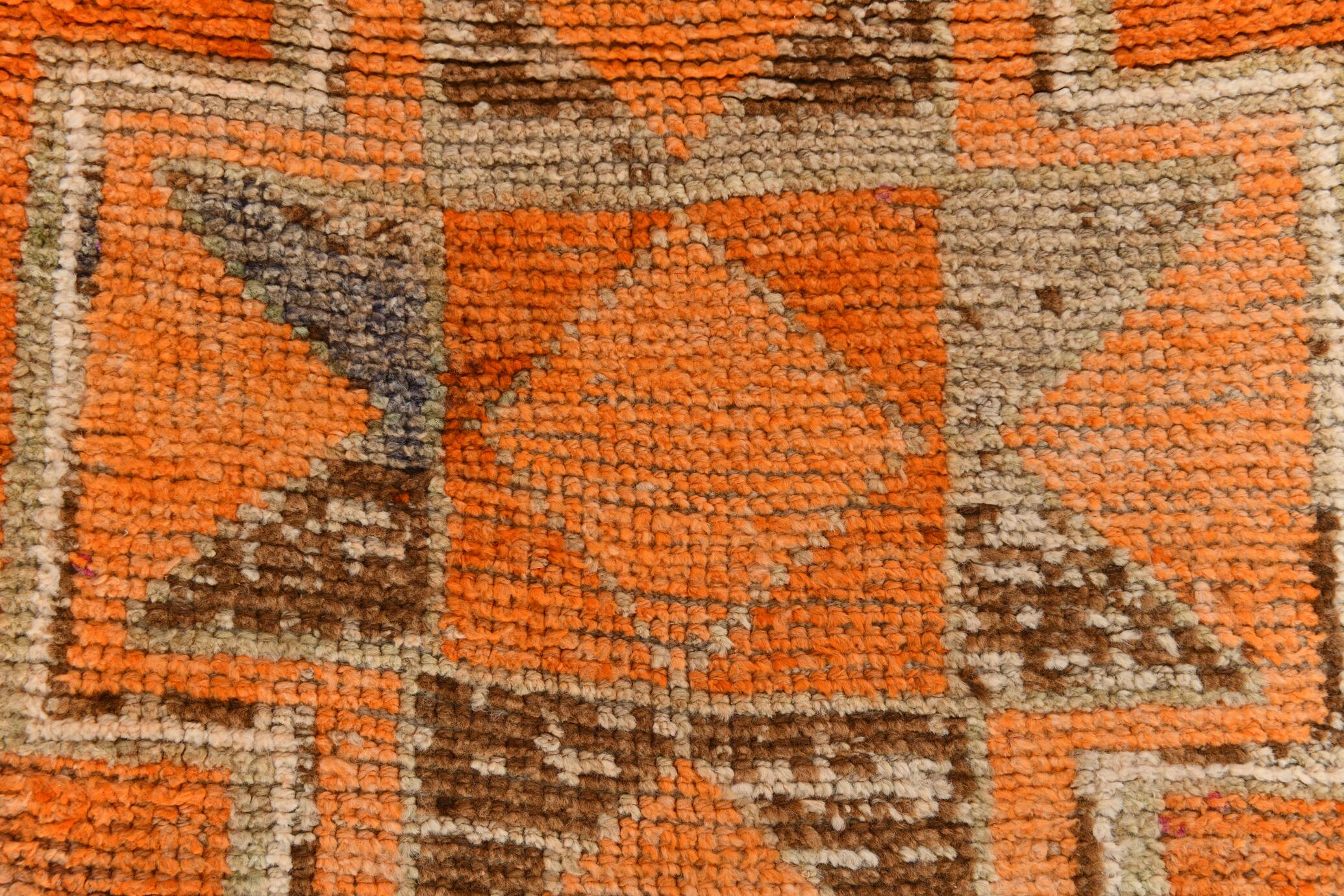 3x9 Vintage Brown & Orange Runner Rug, 84x285Cm