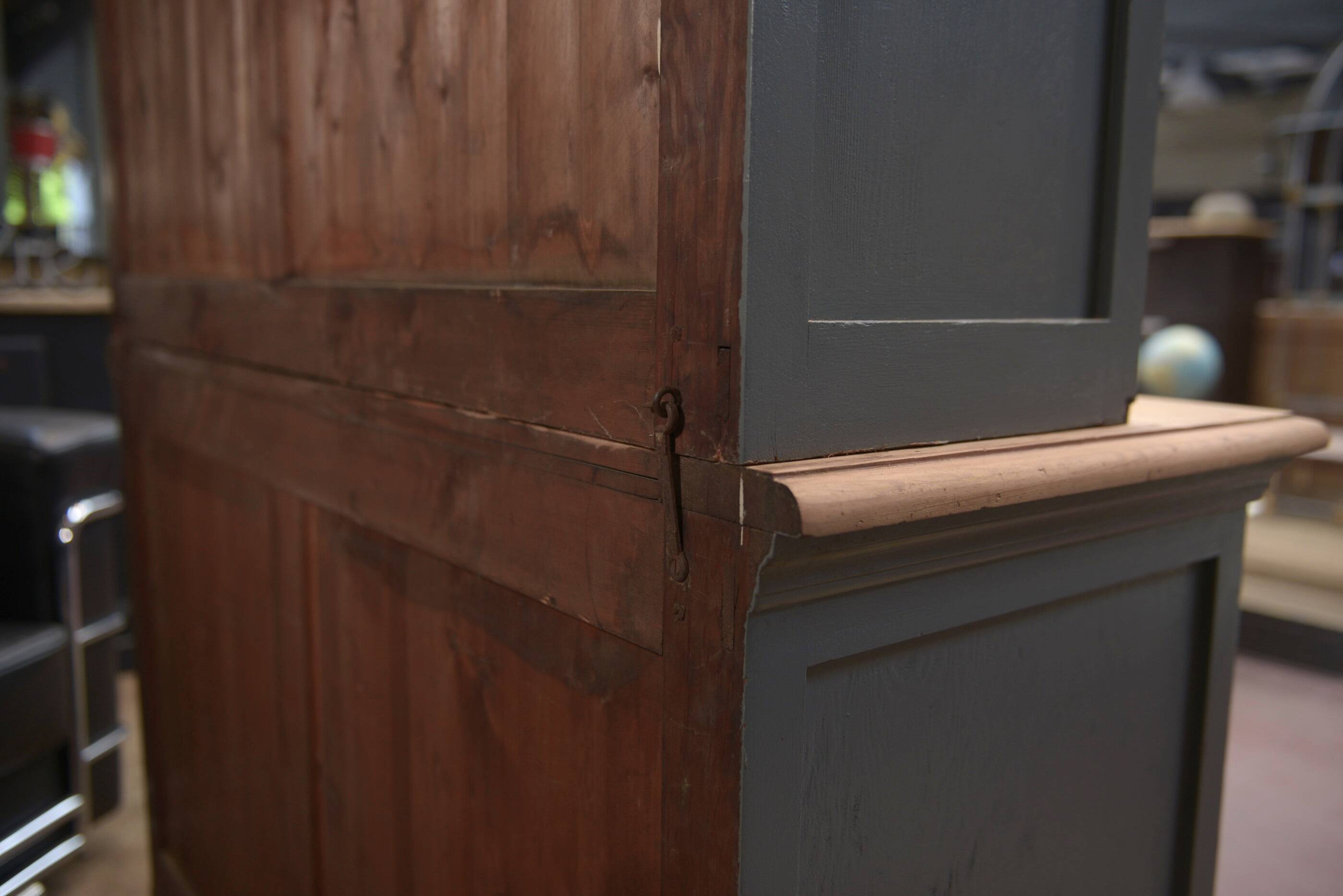 Bookcase sideboard with 2 bodies in gray patinated fir