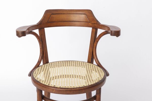 Chaise de bureau vintage en bois courbé, chaise autrichienne des années 1950, milieu du siècle