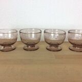 4 vintage pink bubble glass bowls