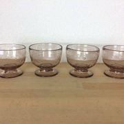 4 vintage pink bubble glass bowls