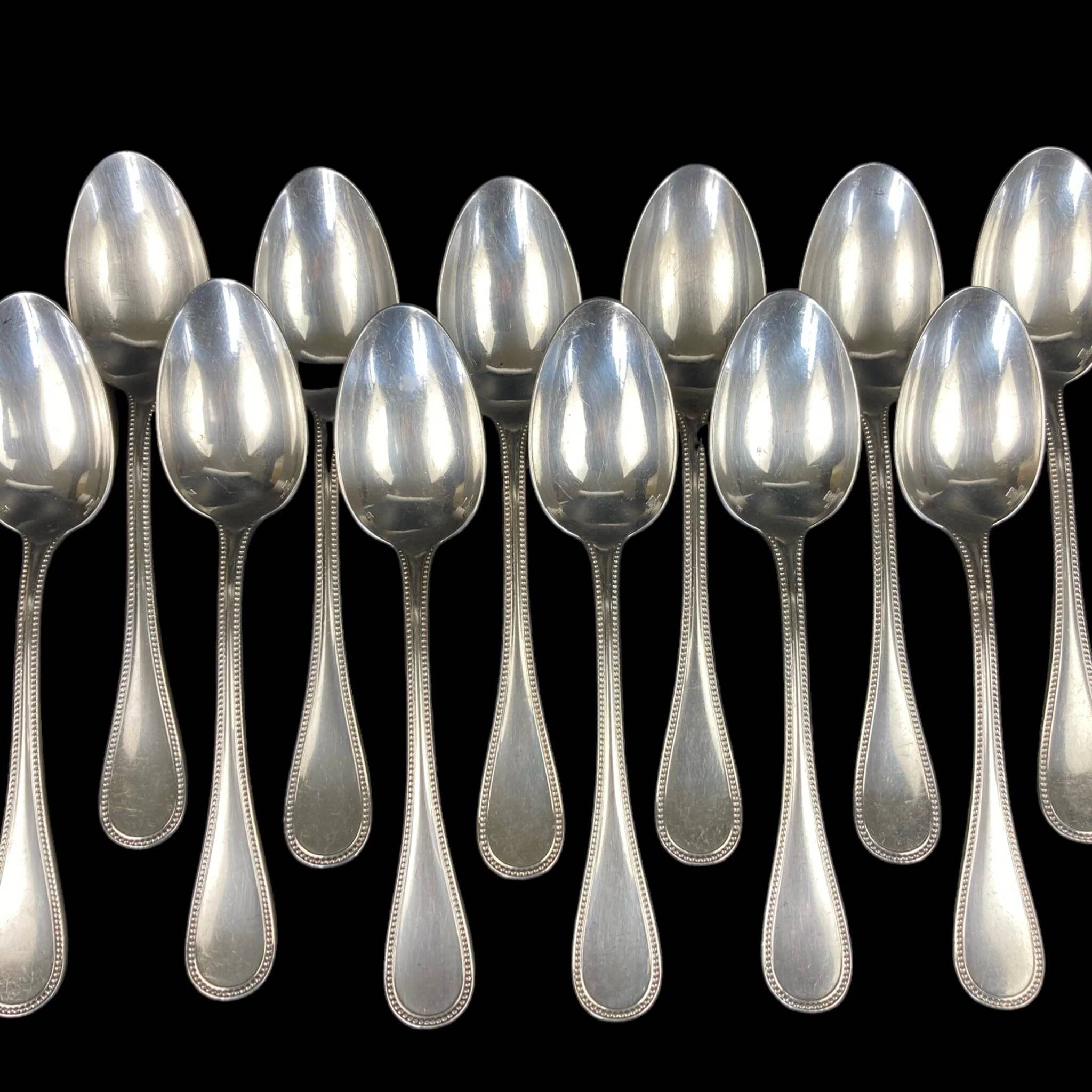 Christofle house model pearls 12 large table spoons