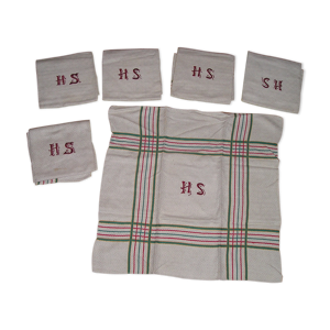 Set de 6 torchons à - monogramme
