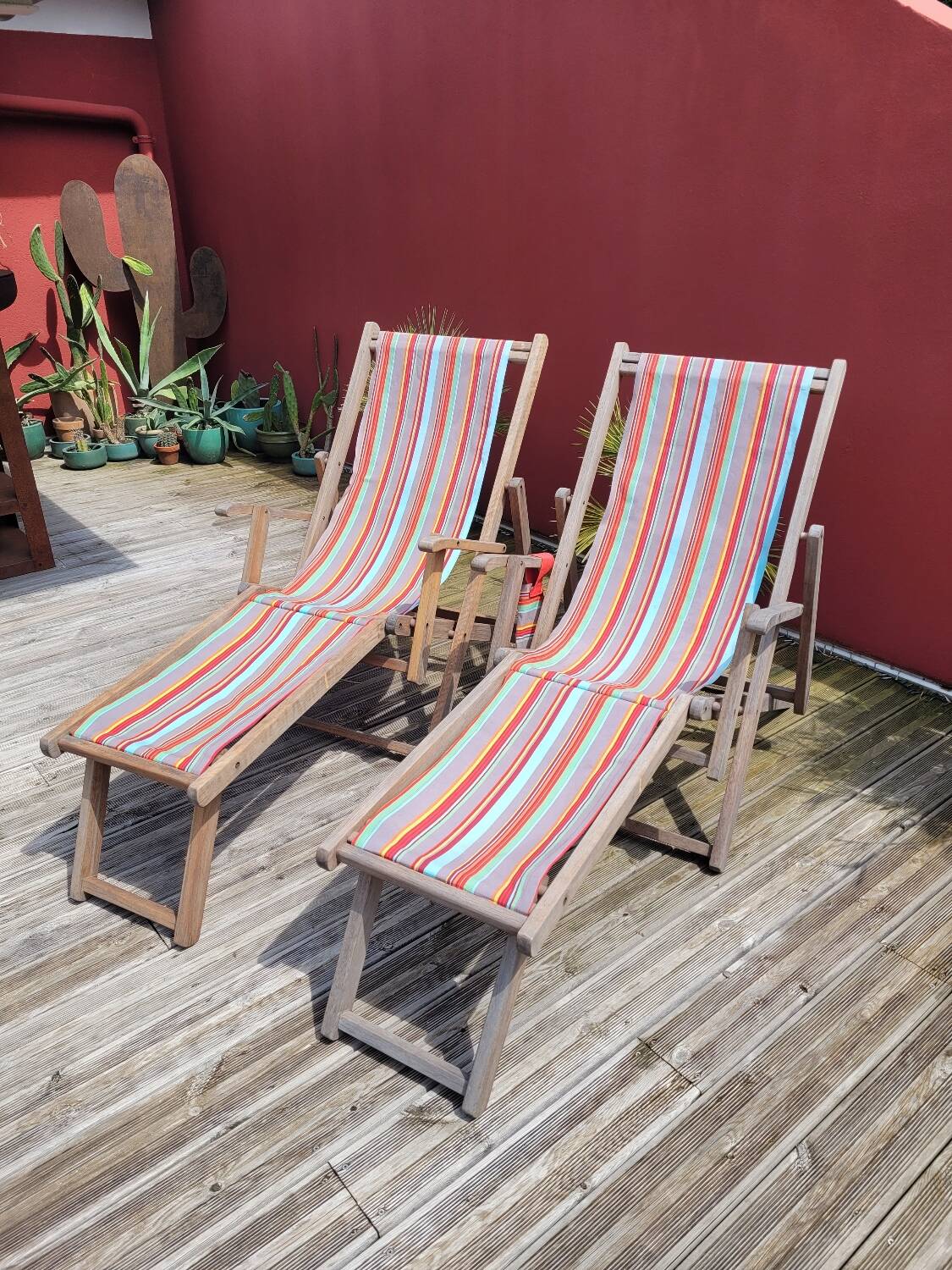 Pair of Roland Vlaemynck bayadere canvas loafers