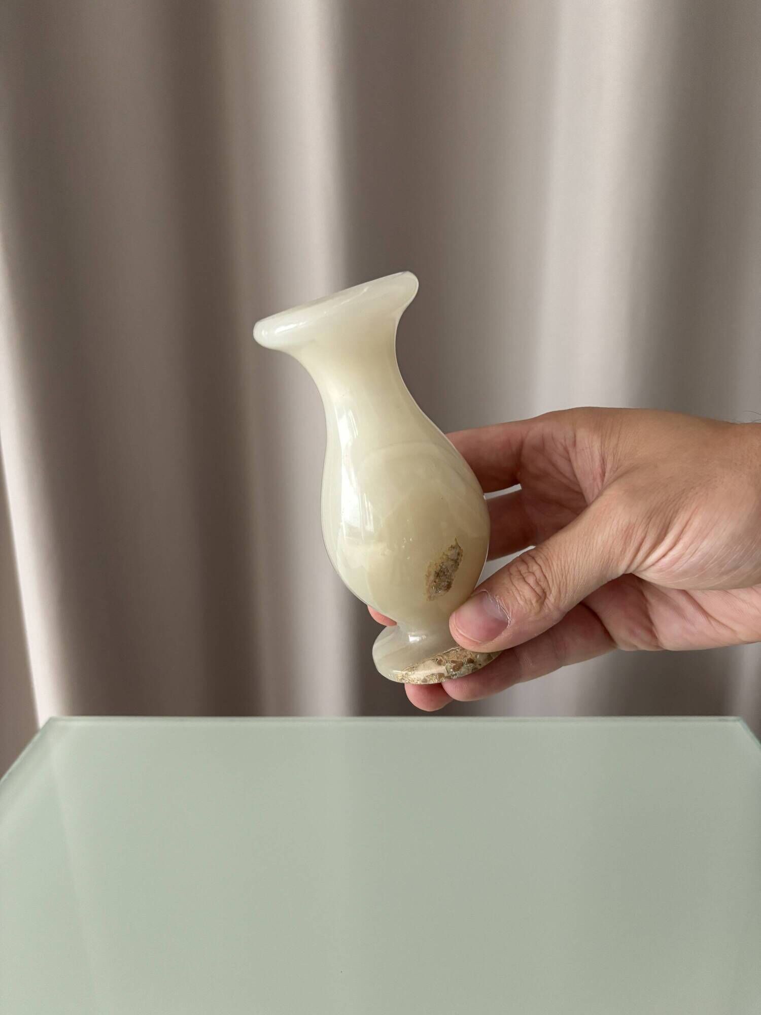 Vintage Alabaster Bud Vase – Cream Stone