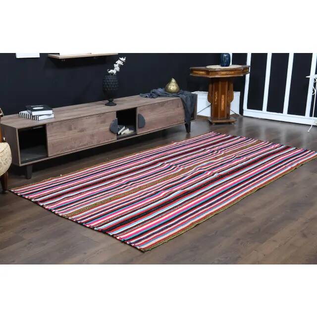 Tapis vintage turc Oushak fait main en laine et coton, années 1970