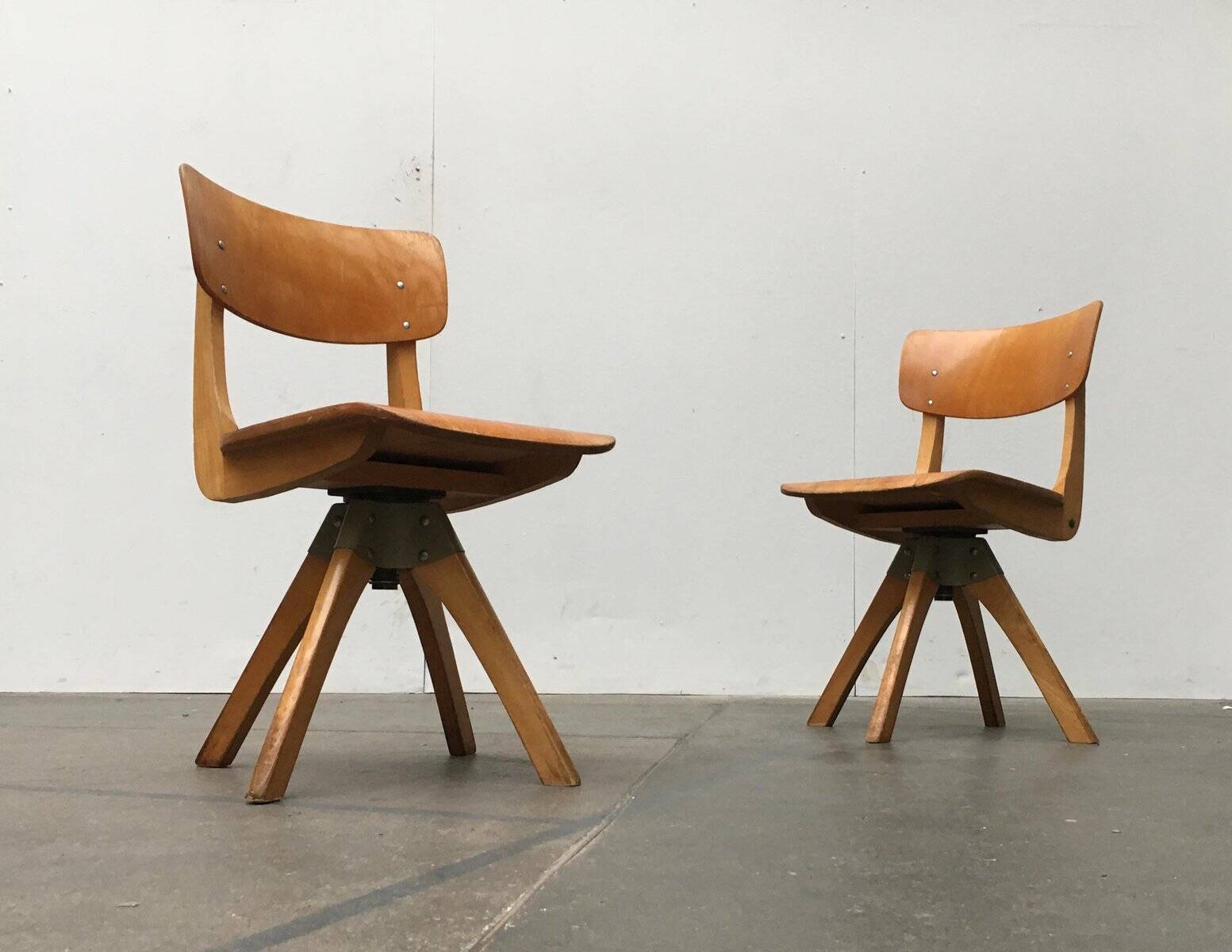 Mid-century German wooden swivel chair for children by Casala