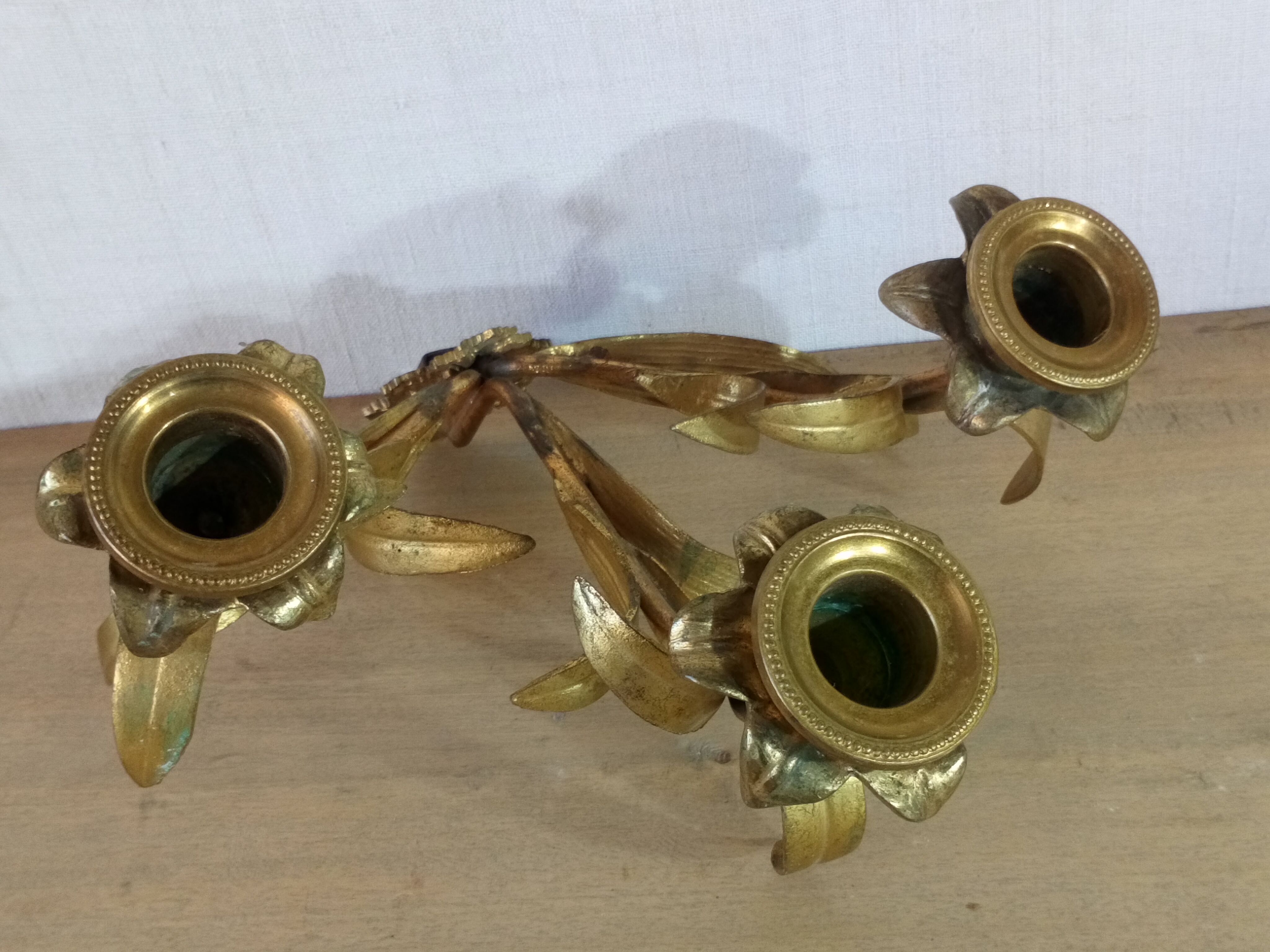 Candlestick wall light late 19th gilded bronze