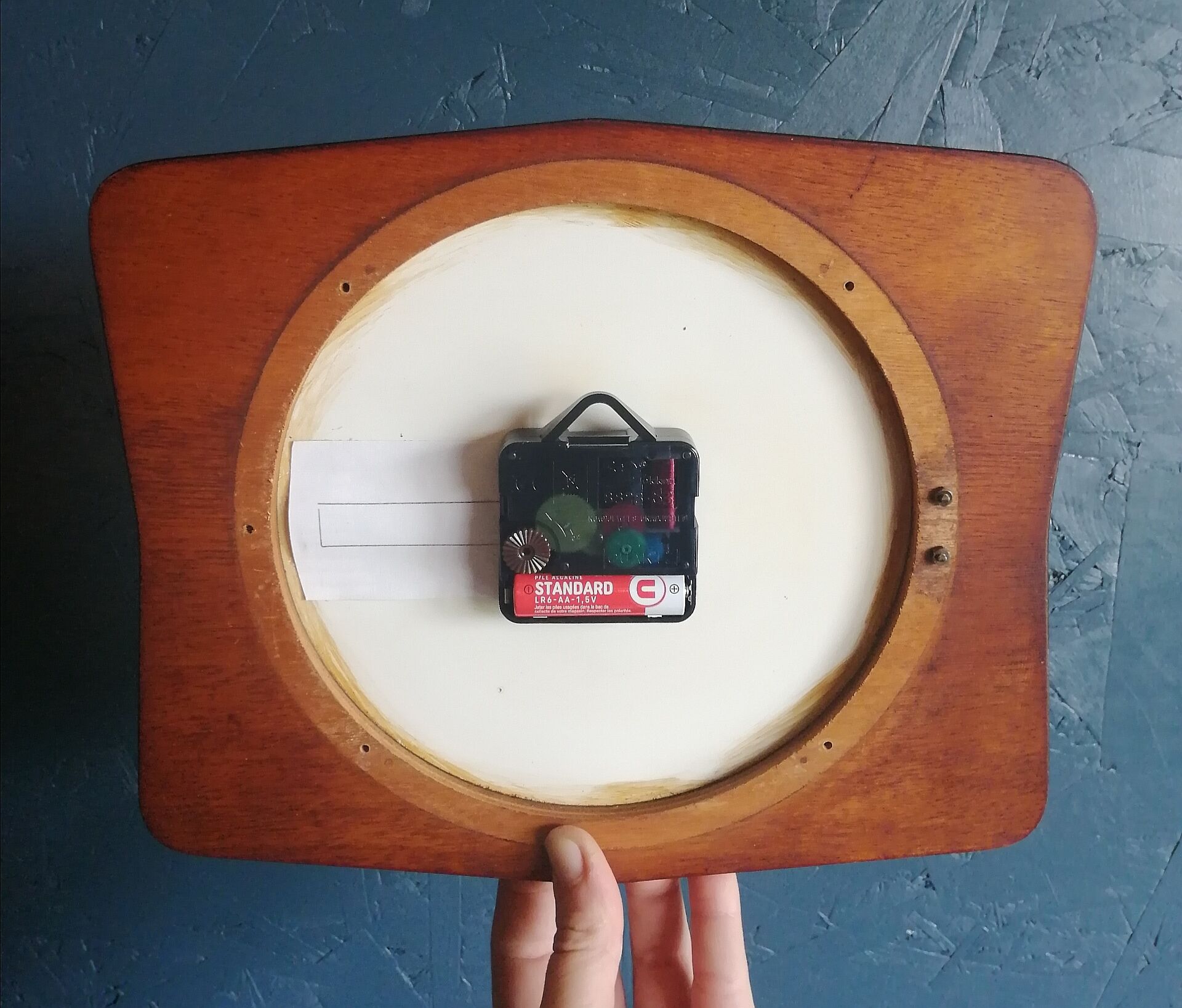 Vintage clock silent wall clock "Mervex blue white"