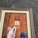 Still life with jam jar, flowered jug and grapes – Signed oil