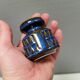 Small candle holder in blue glaze from Danish Søholm 1970s.