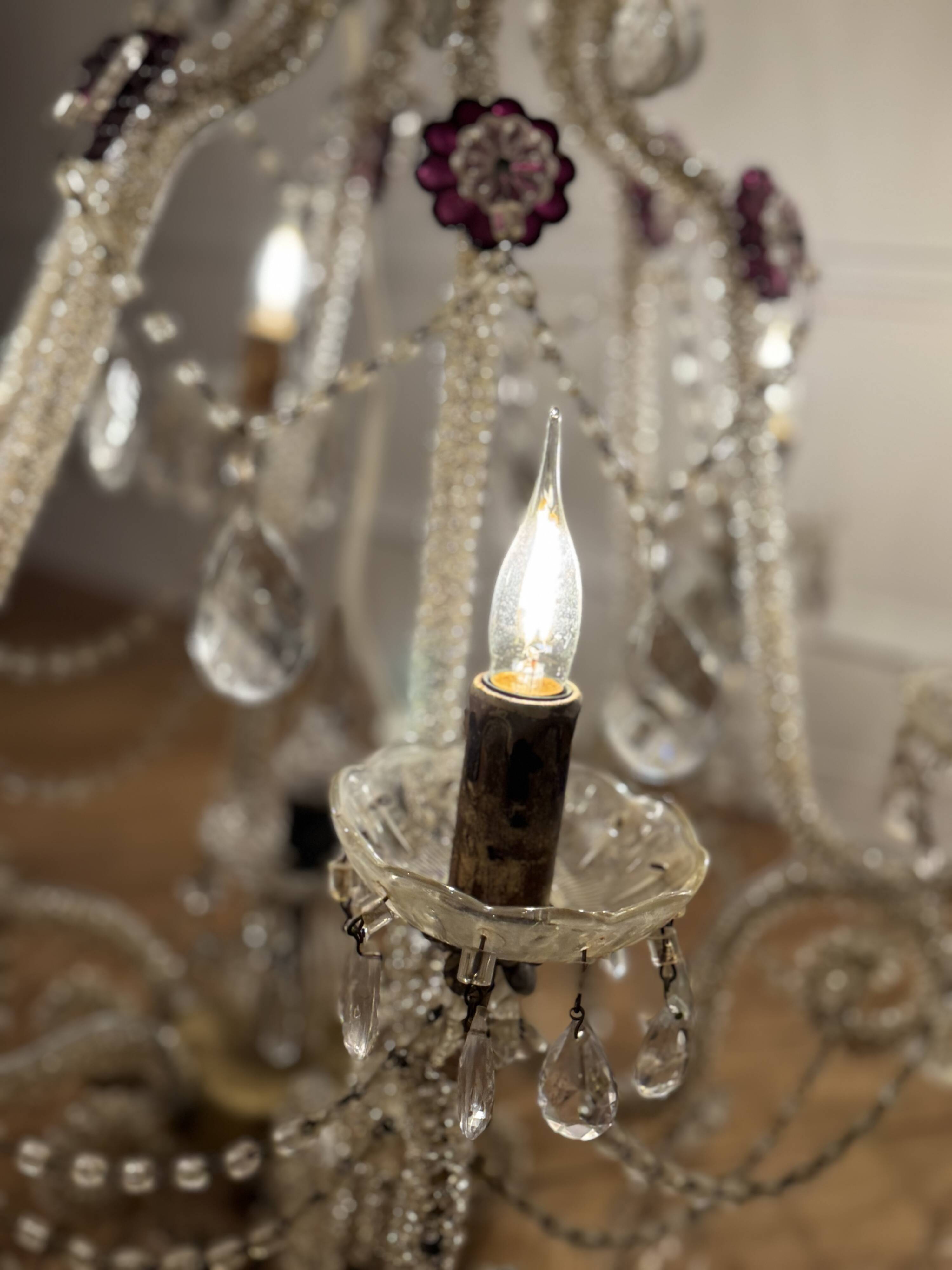 Lustre à pampilles en cristal ancien