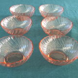 Series of 6 cups in pink glass France