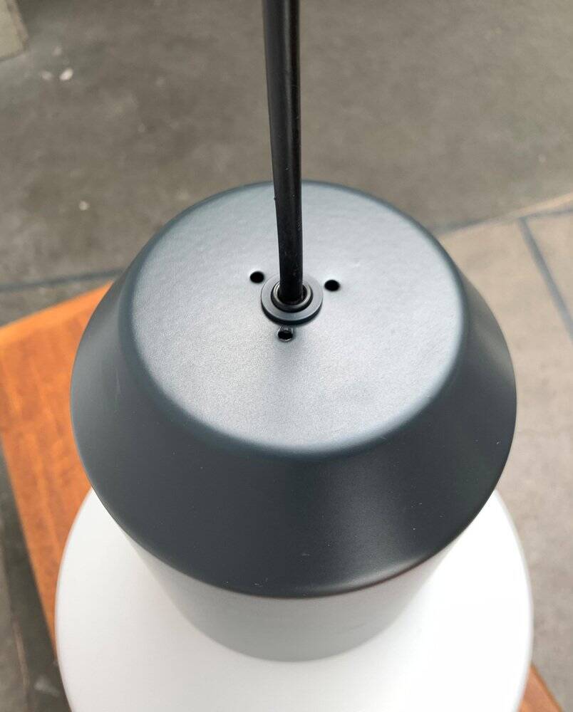 Minimalist bell-shaped pendant lamp in metal and glass, Italian by Sebastian Herkner for Classicon.