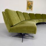 Complete living room with a sofa and 2 Italian design armchairs from the 70s, vintage.