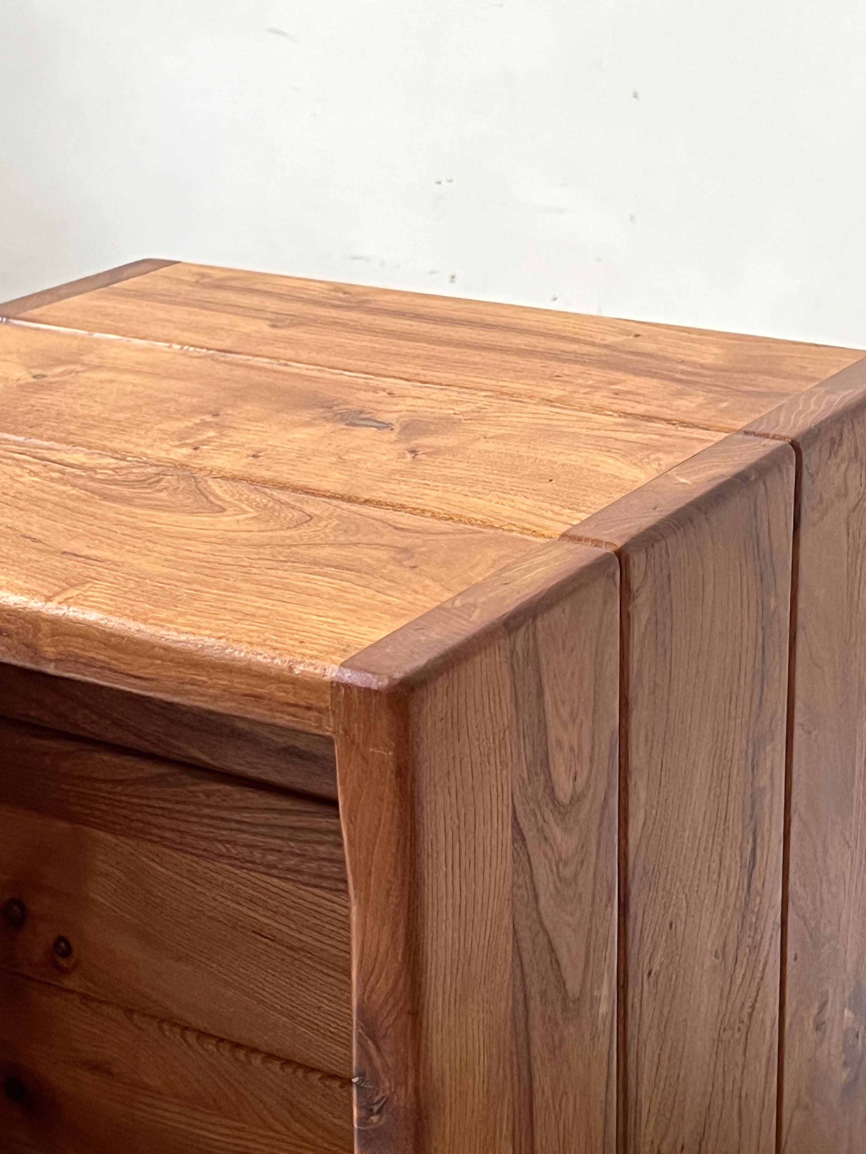 side table bedside in solid elm, Maison Regain 1970