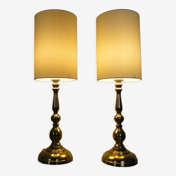 Pair of vintage Scandinavian brass lamps 1960