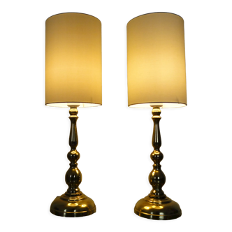 Pair of vintage Scandinavian brass lamps 1960