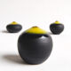 Trio of black and yellow miniature ceramics Antonio Lampecco
