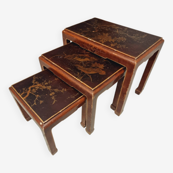 Old set of nesting tables Oriental style