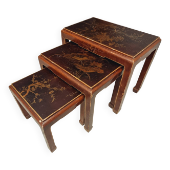 Old set of nesting tables Oriental style