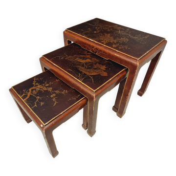 Antique set of oriental style nesting tables