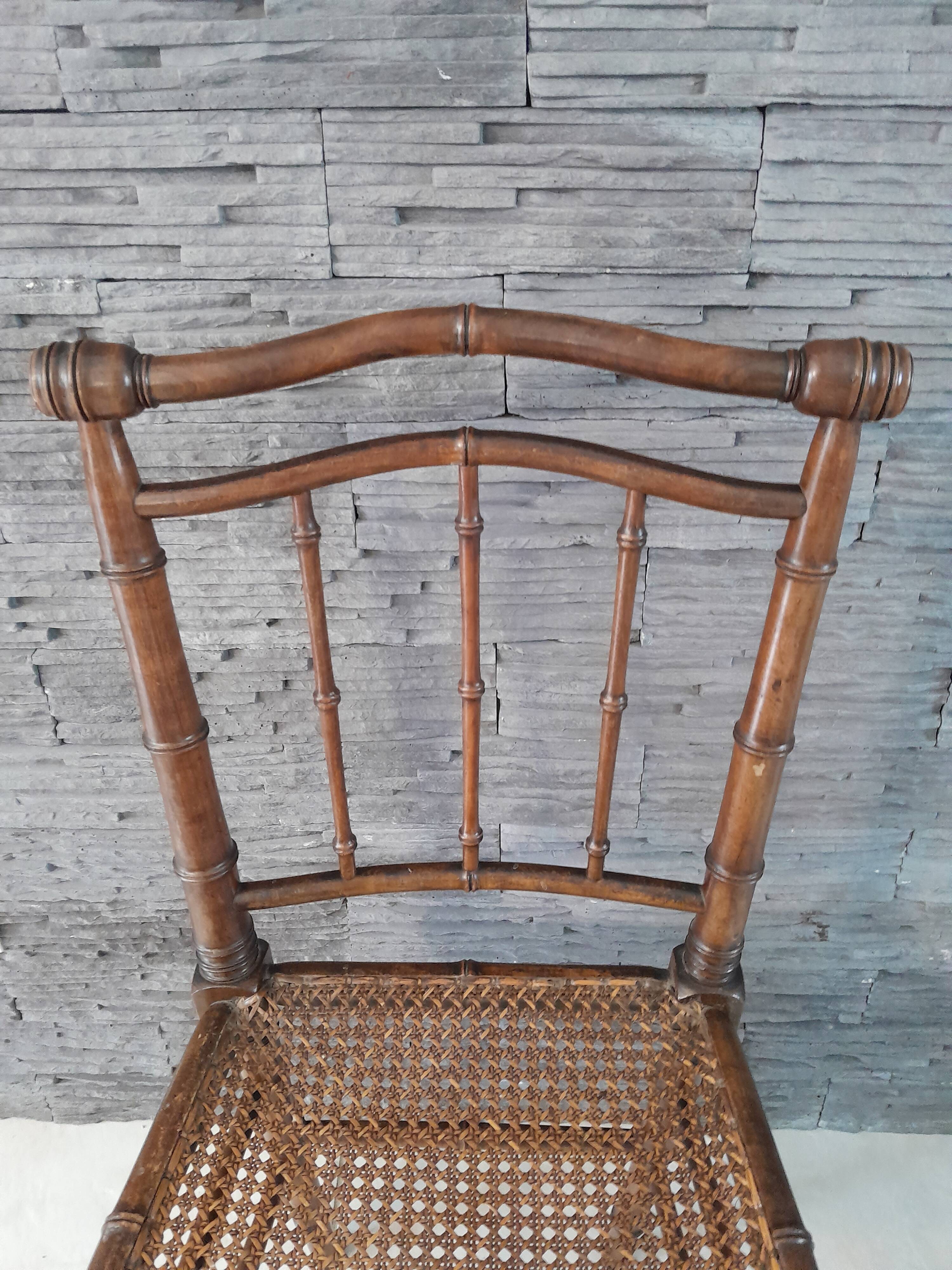 Bamboo style bedroom chair 1900 old Napoleon III