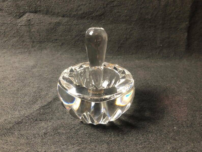 Baccarat Crystal Ashtray, Mortar and Pestle design, Stamped, France