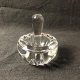 Baccarat Crystal Ashtray, Mortar and Pestle design, Stamped, France