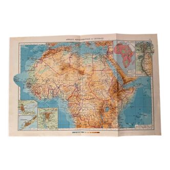Ancienne carte de l'Afrique septentrionale et centrale de 1945