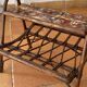 Rattan magazine rack, shelf with ceramic tiles R. Capron