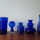 Ensemble de cinq vases en verre cobalt du milieu du siècle, Harzkristall, Marita Voigt, 1970