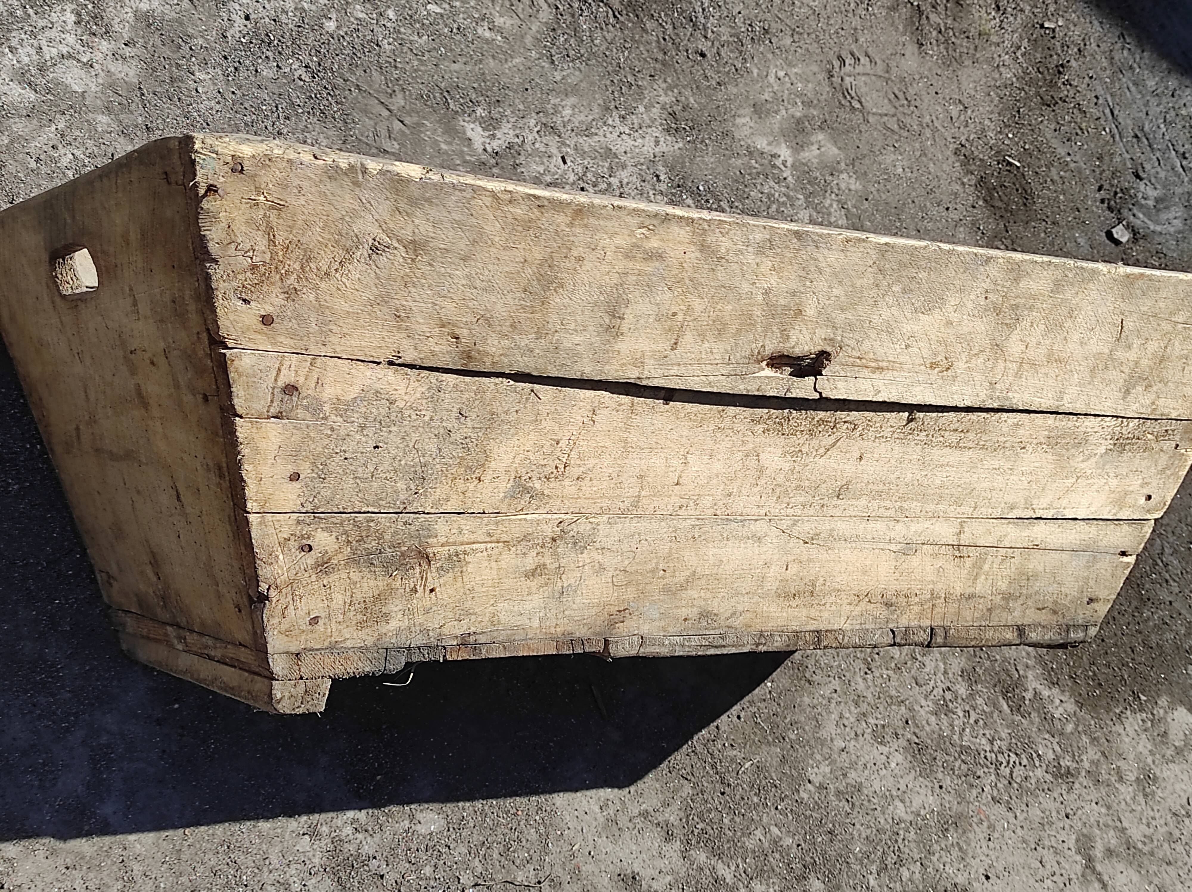 Old vintage grape crate in its poplar wood juice