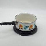 Dessous de plat en fonte émaillée marron, vintage , ancien