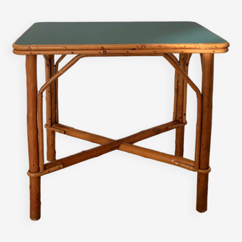 Table d'appoint vintage en bambou
