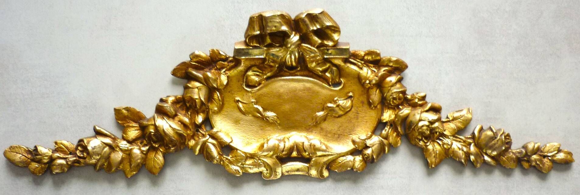 Fronton, bronze doré, ornement pour miroir, meuble, signé Jacquet Grelier