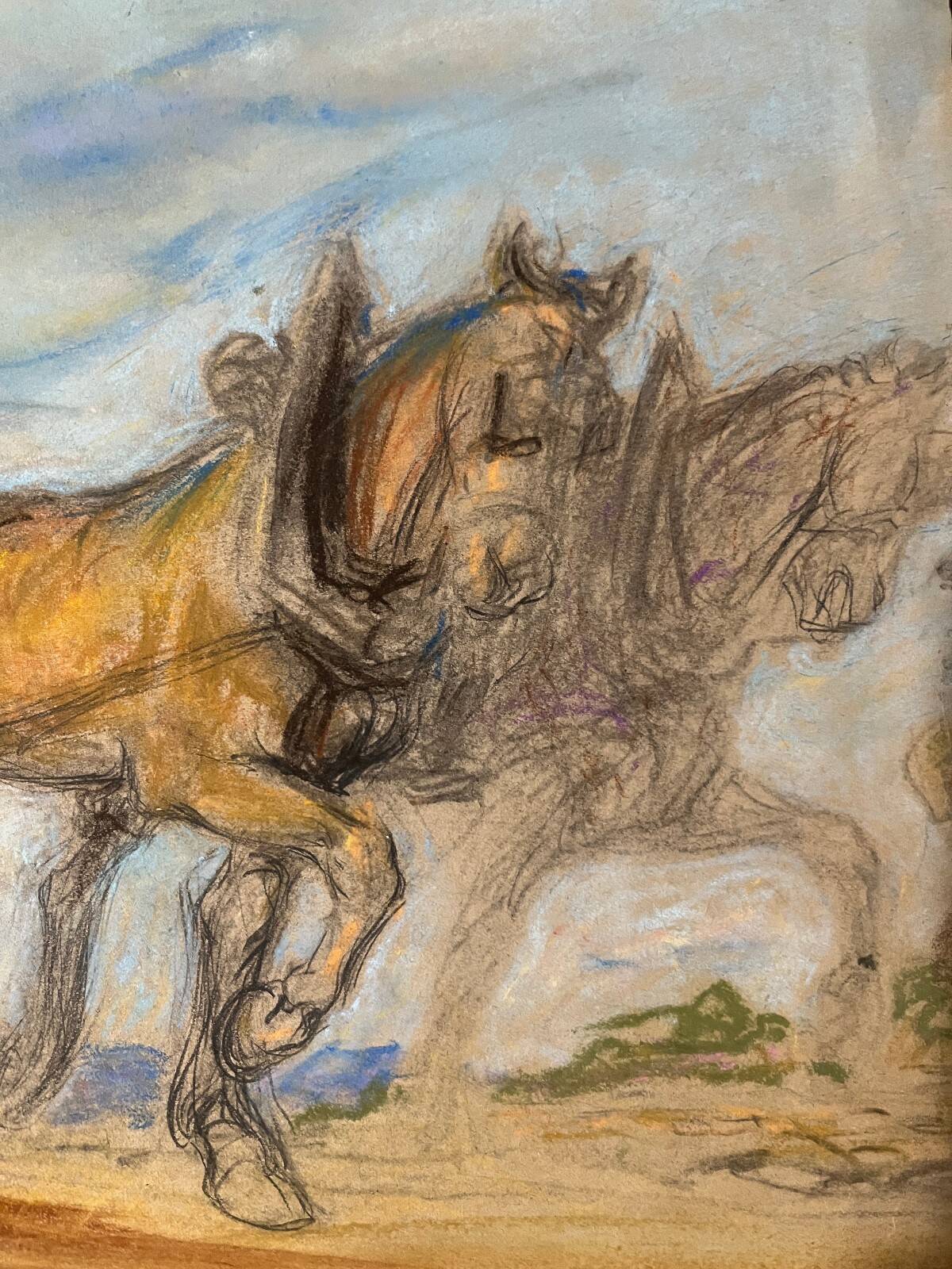 Tableaux étude de laboureur et chevaux Ed. Pannetier (1884-1965)