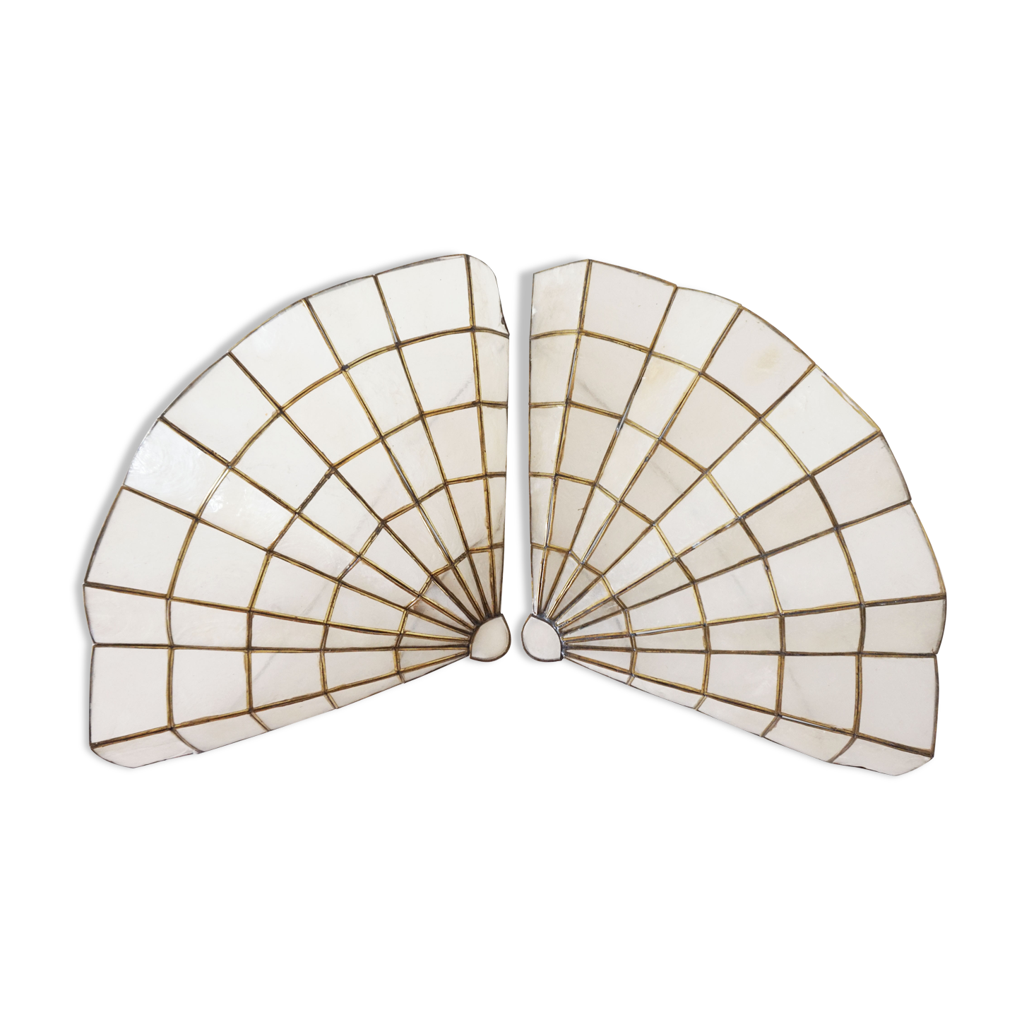 Pair of mother-of-pearl fan-shaped sconces
